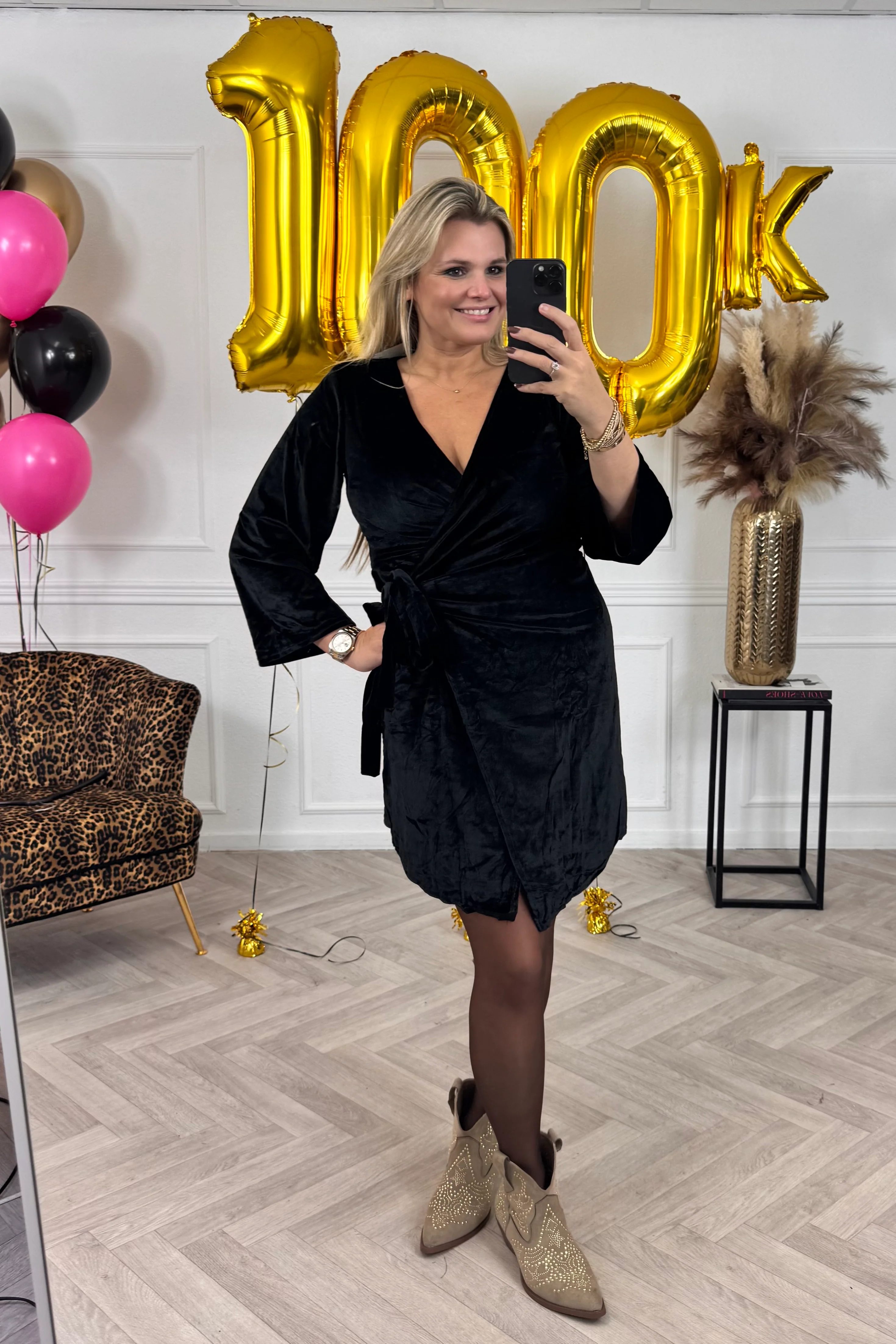 Velvet Strik Dress - Black - Image 2
