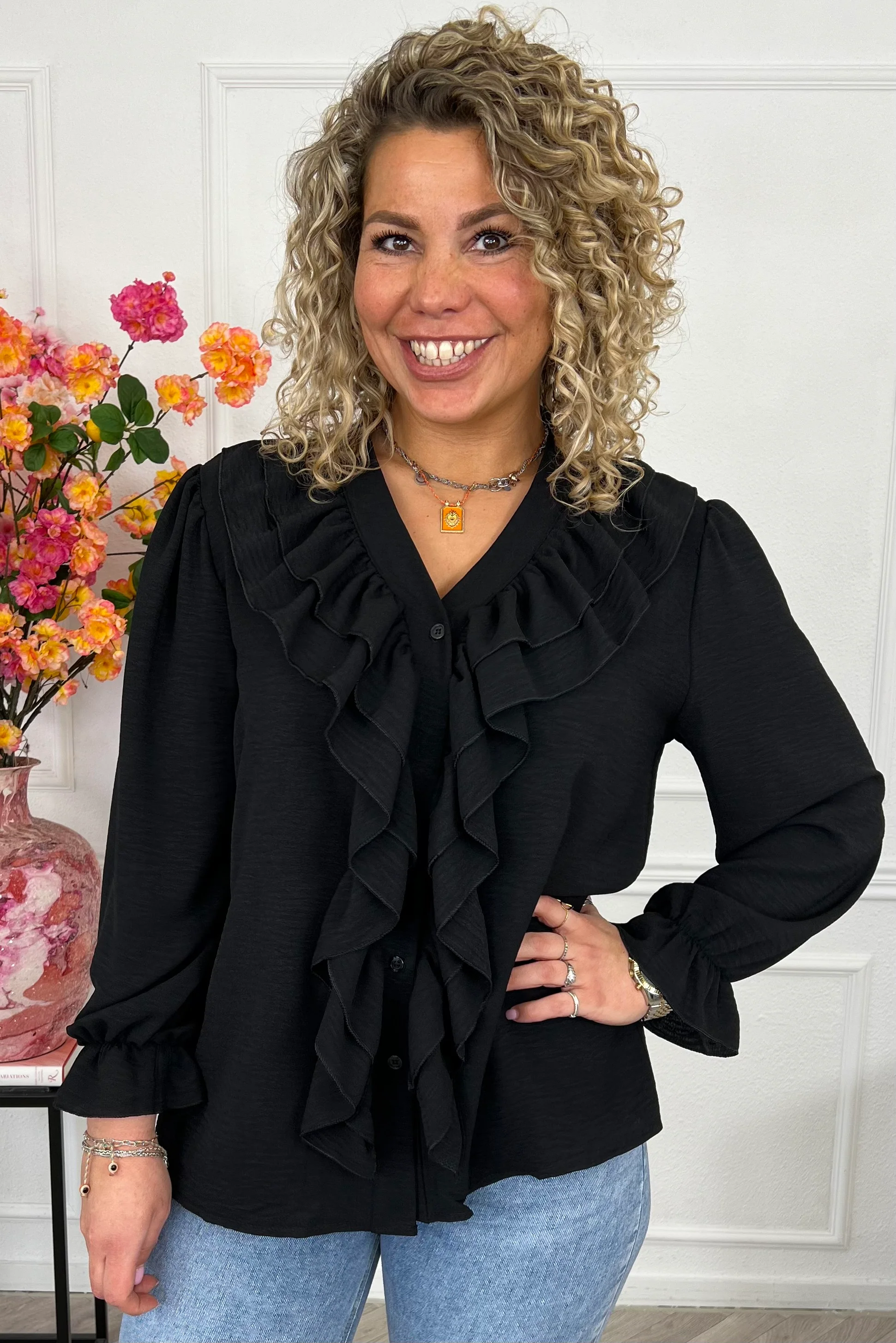 Venice Ruffle Top - Black