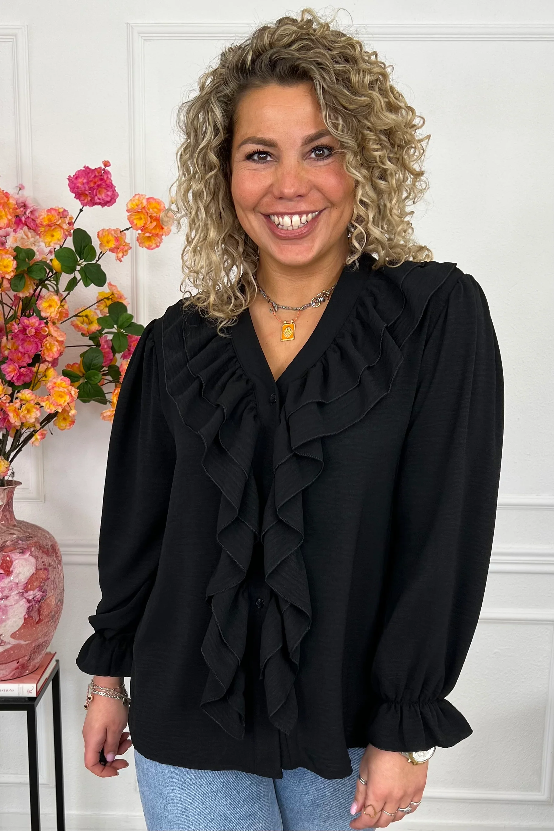 Venice Ruffle Top - Black - Image 3