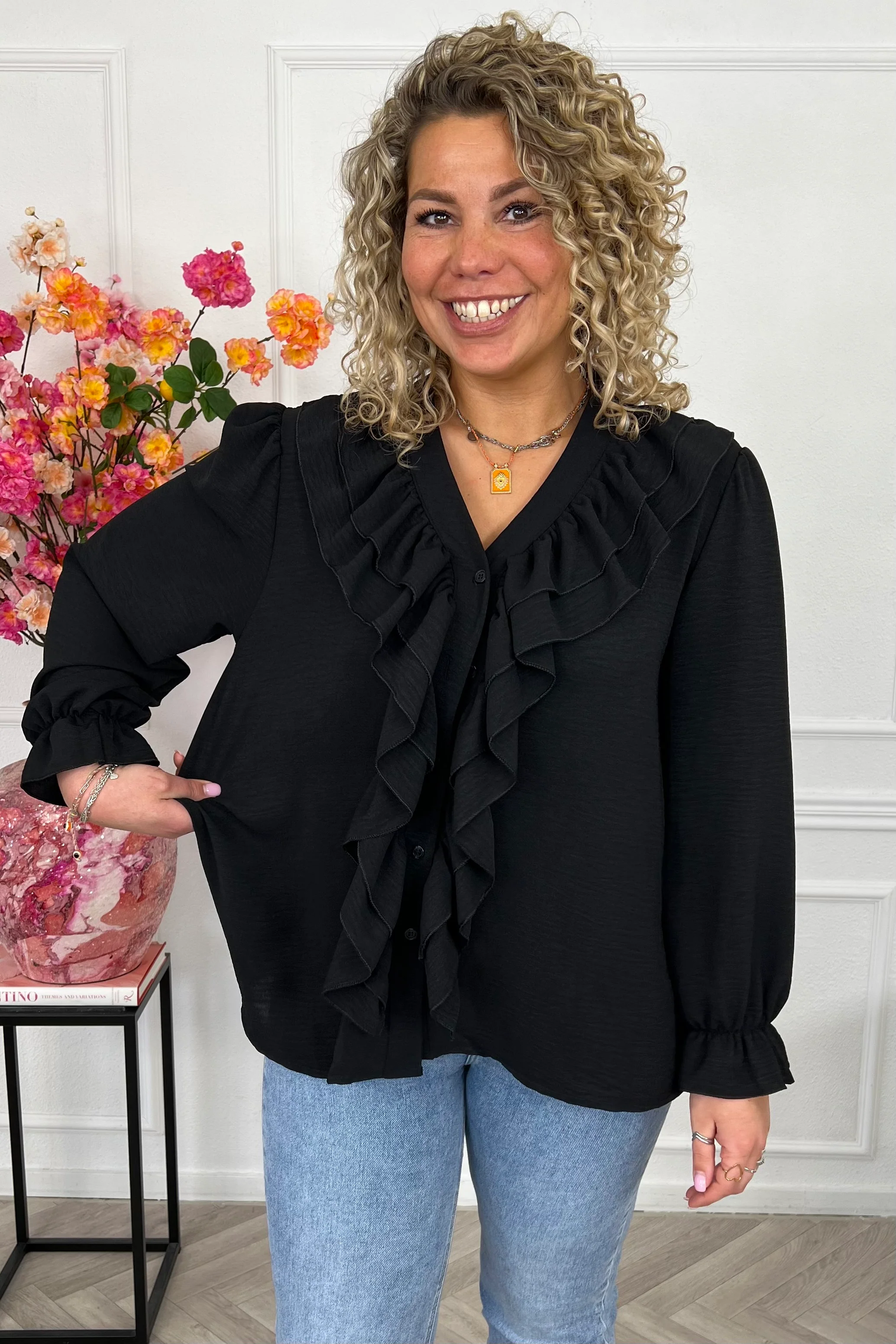 Venice Ruffle Top - Black - Image 4