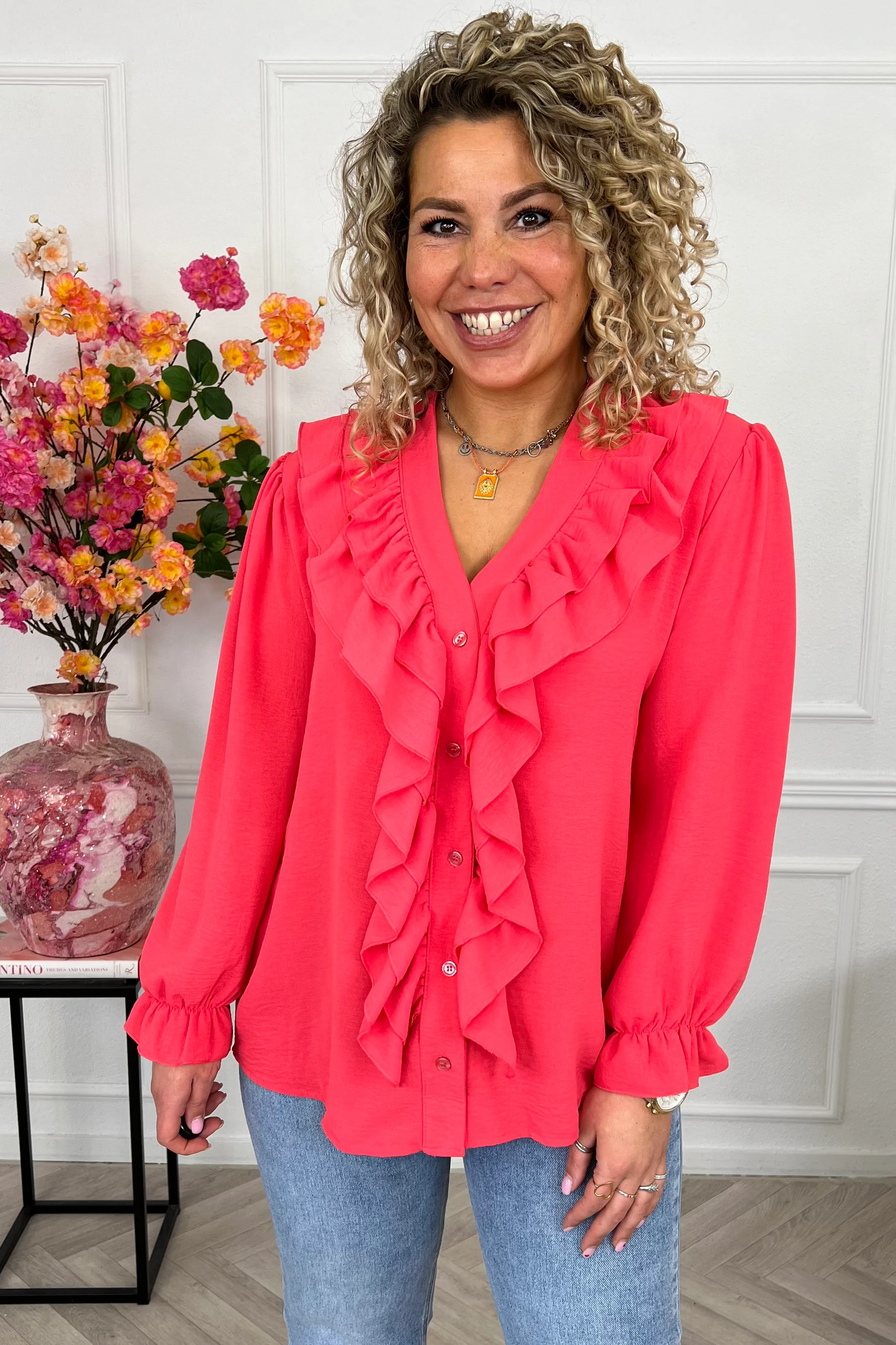 Venice Ruffle Top - Coral - Image 5