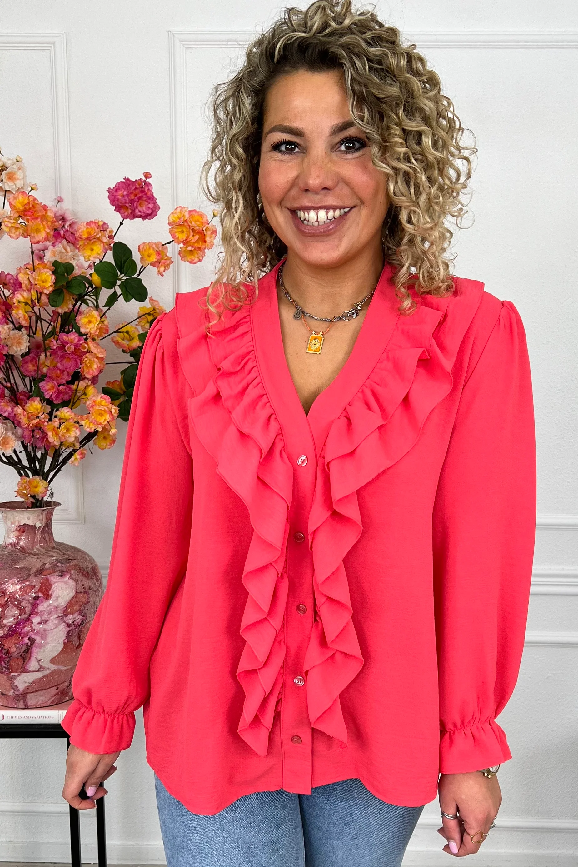Venice Ruffle Top - Coral - Image 7