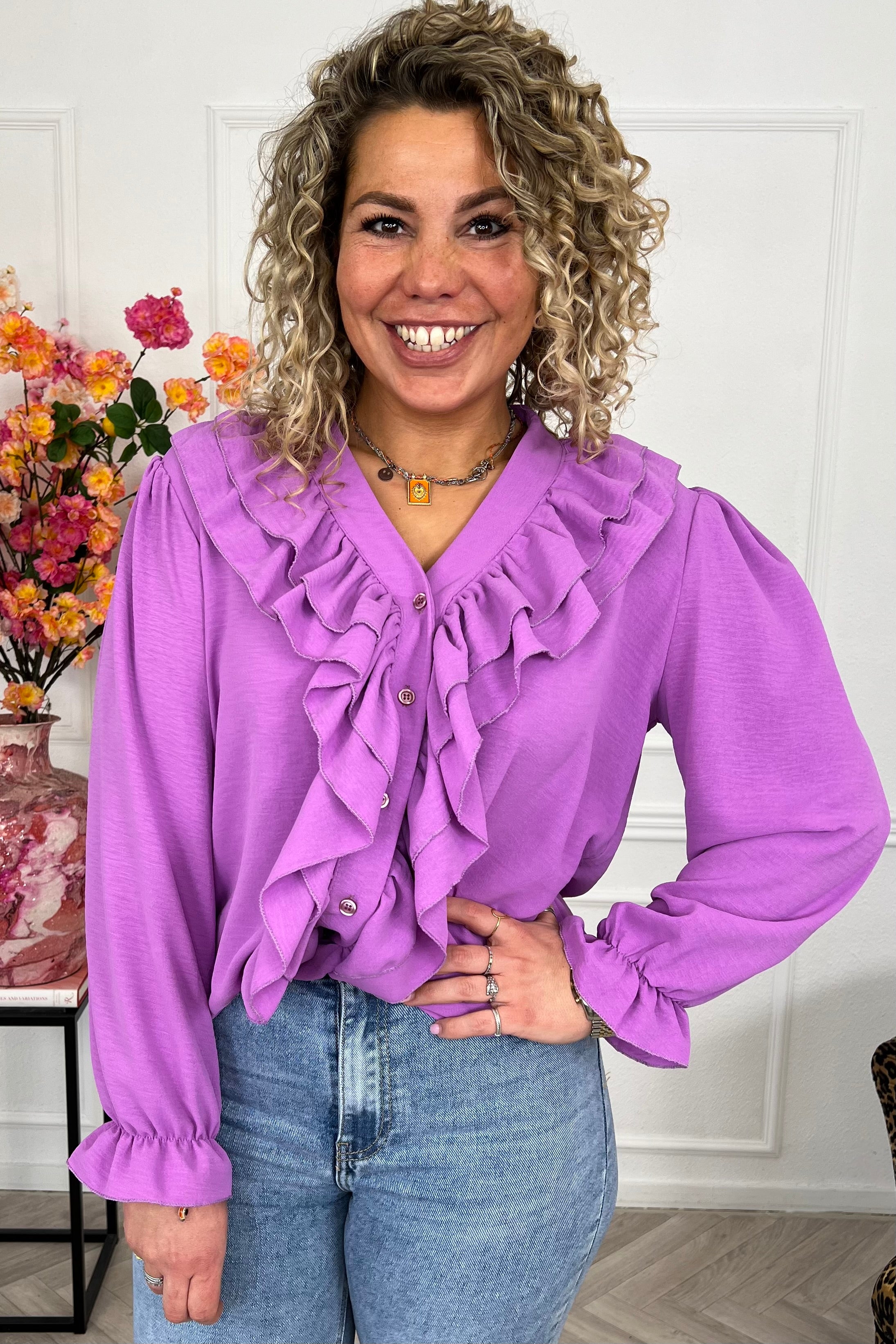 Venice Ruffle Top - Purple - Image 4