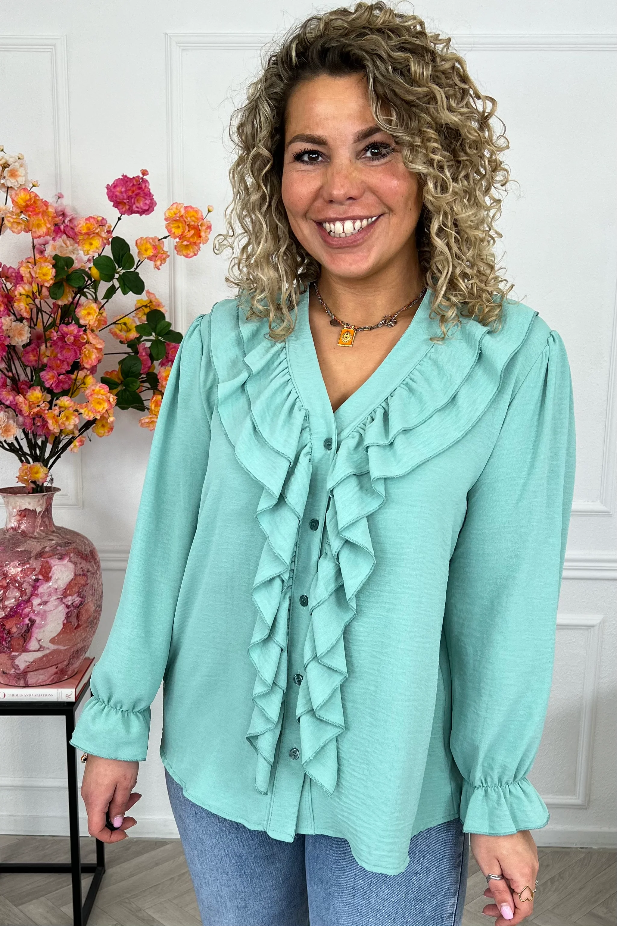 Venice Ruffle Top - Sage - Image 4