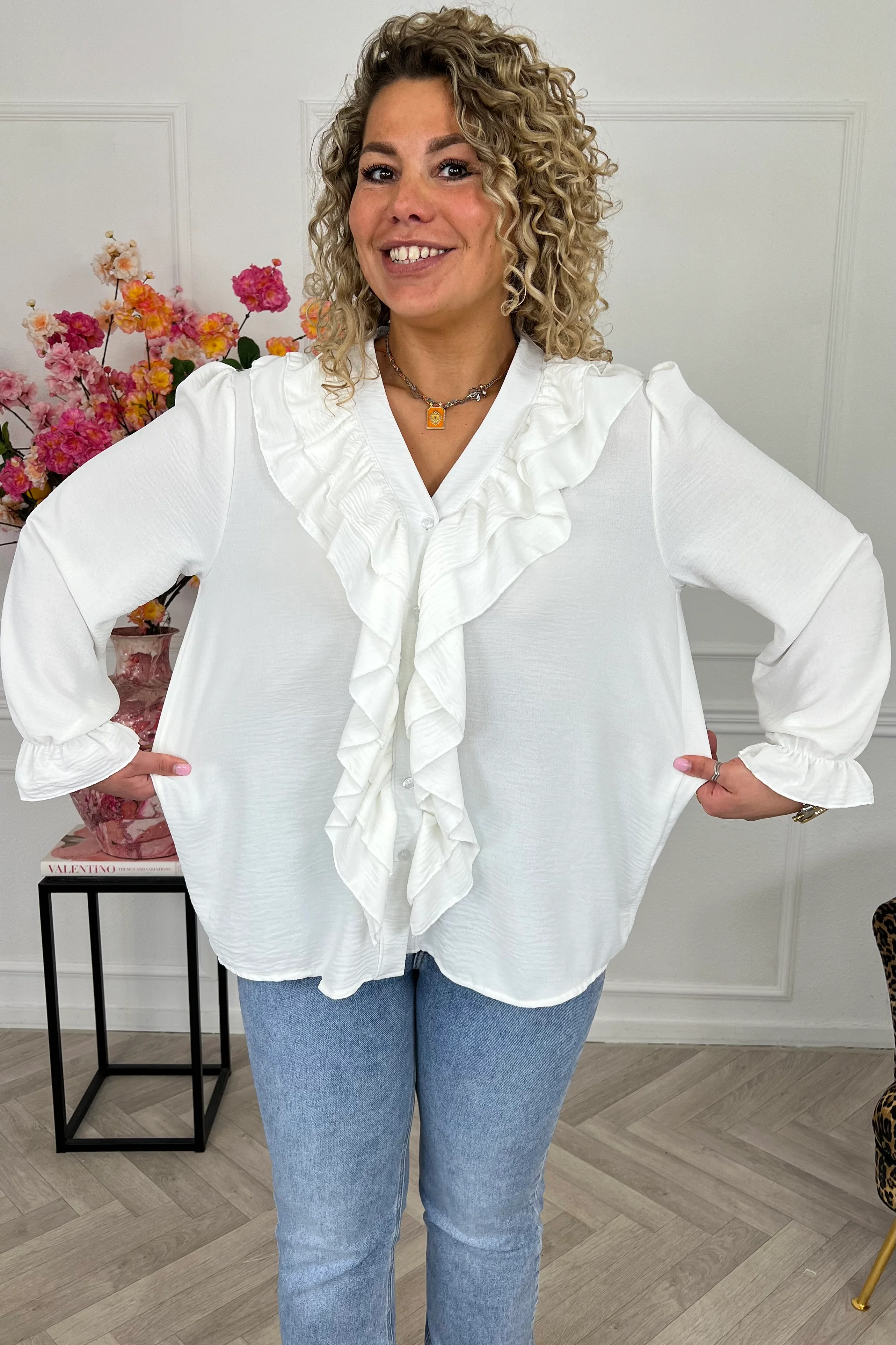 Venice Ruffle Top - White - Image 2