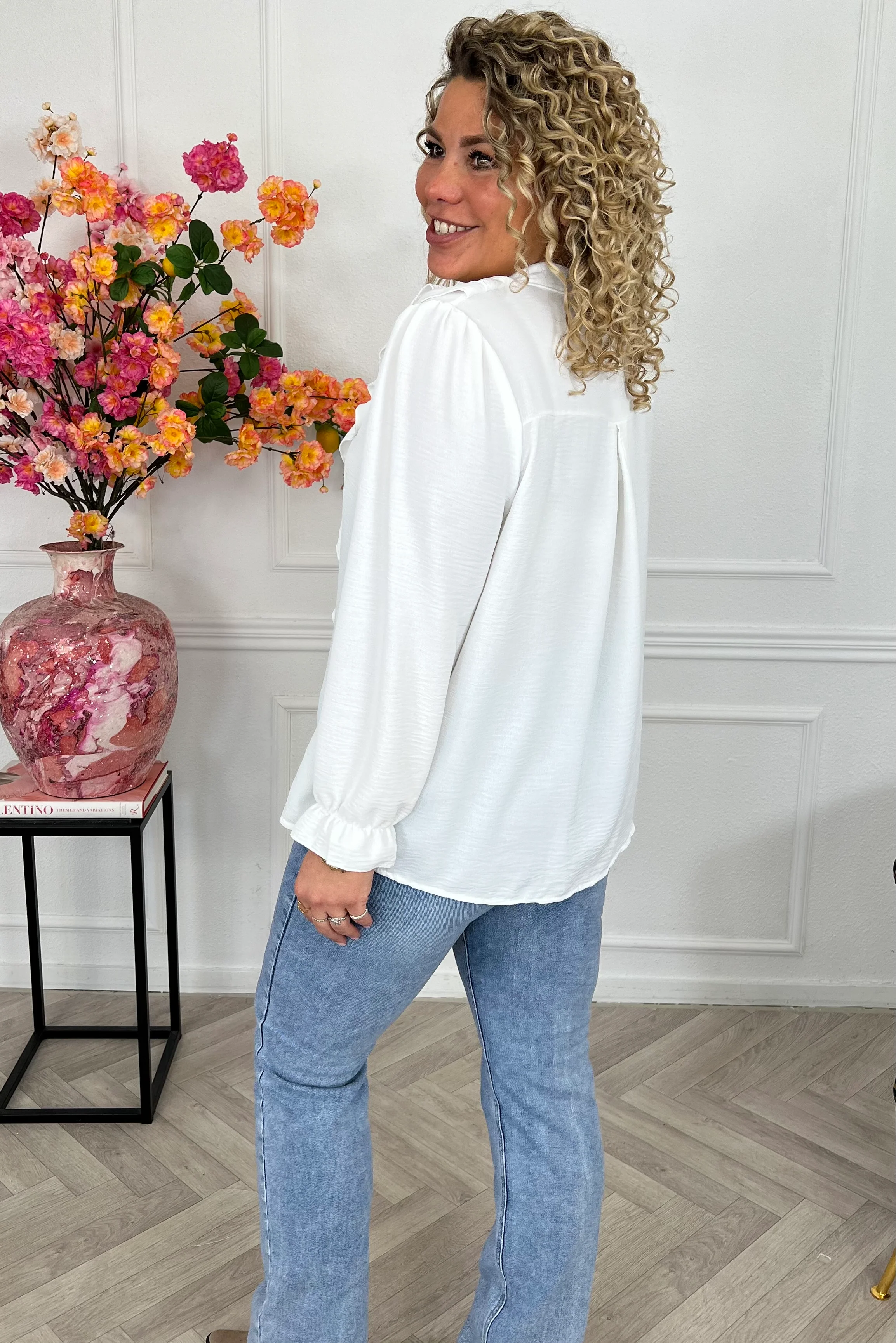 Venice Ruffle Top - White - Image 3
