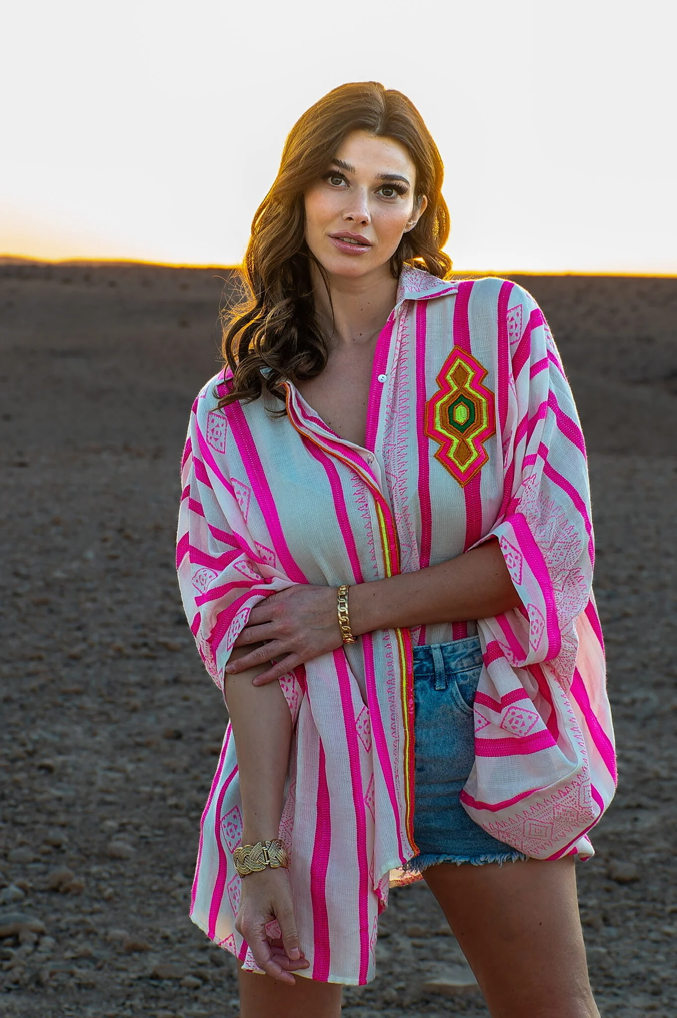 Venise Bianca Blouse - Pink/White
