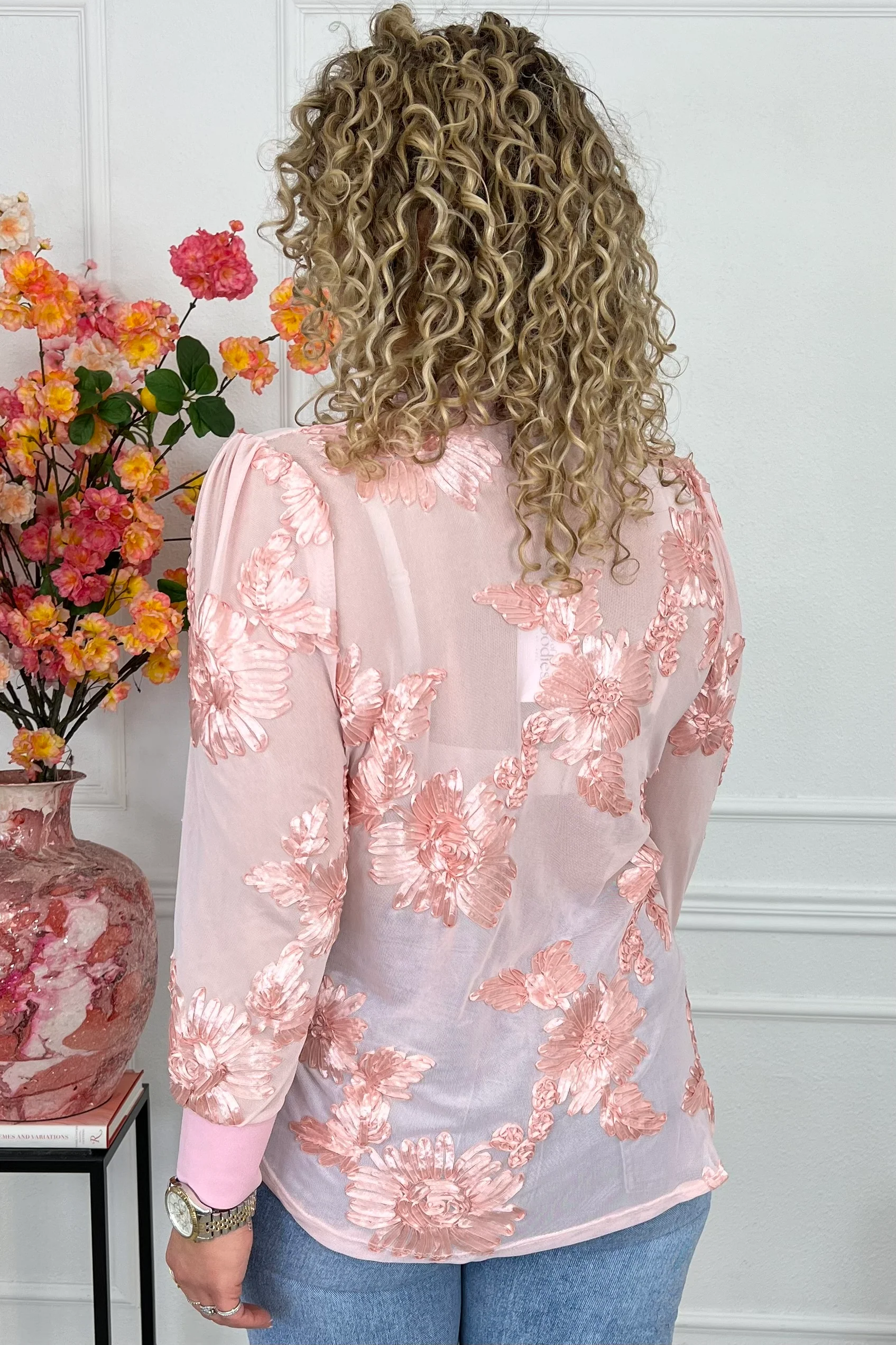 Verona Flower Lace Top - Pink - Image 2