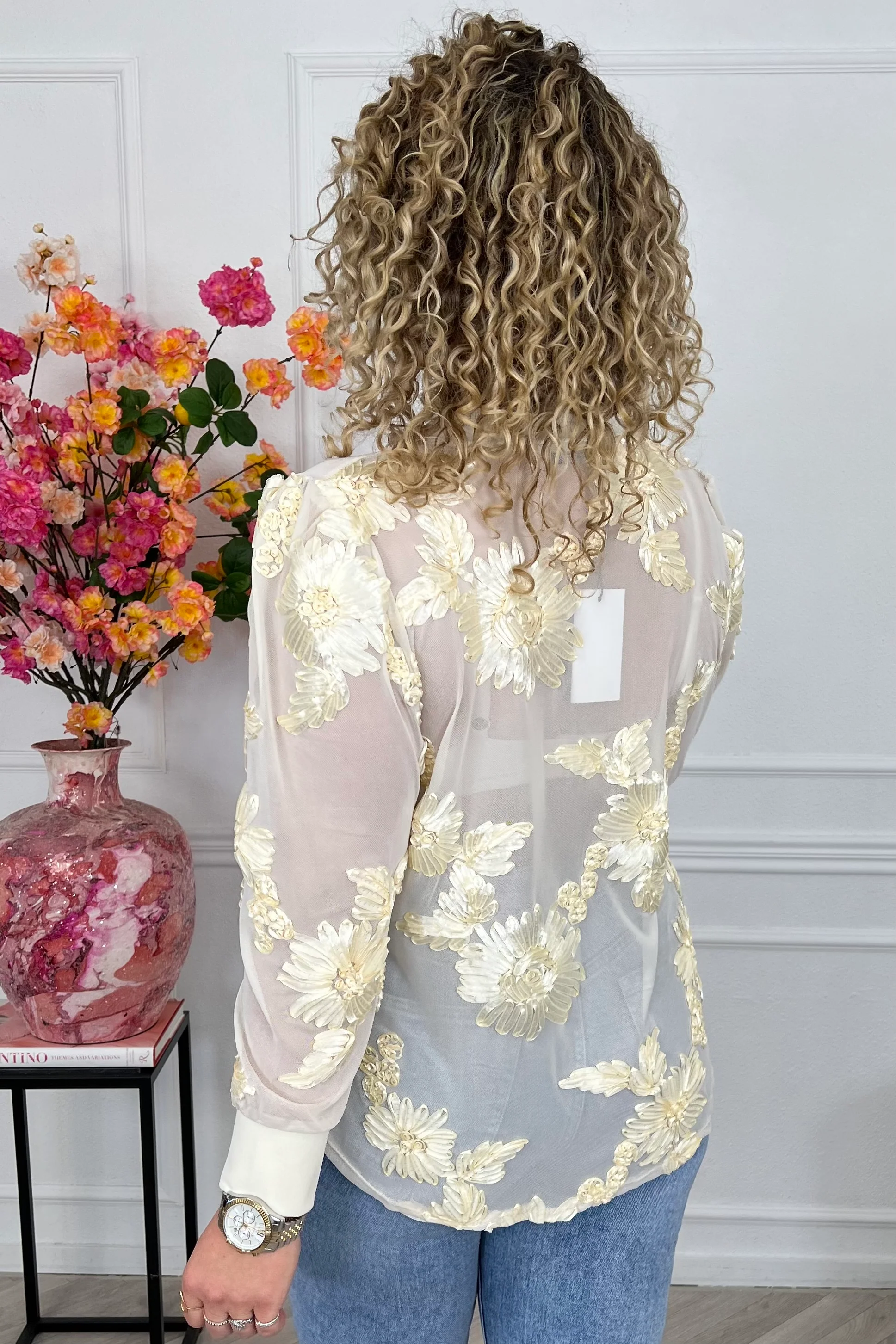 Verona Flower Lace Top - Yellow - Image 3