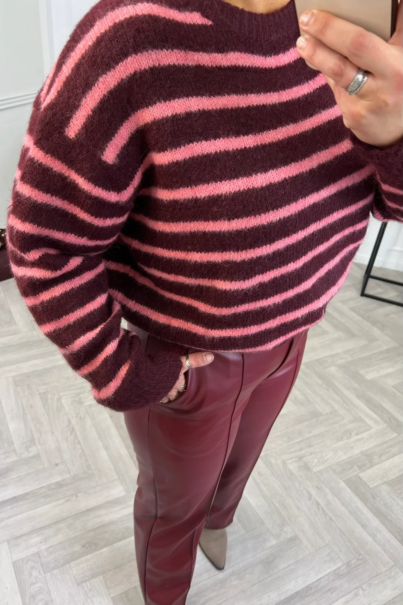Violette Striped Sweater - Bordeaux/Pink - Image 6