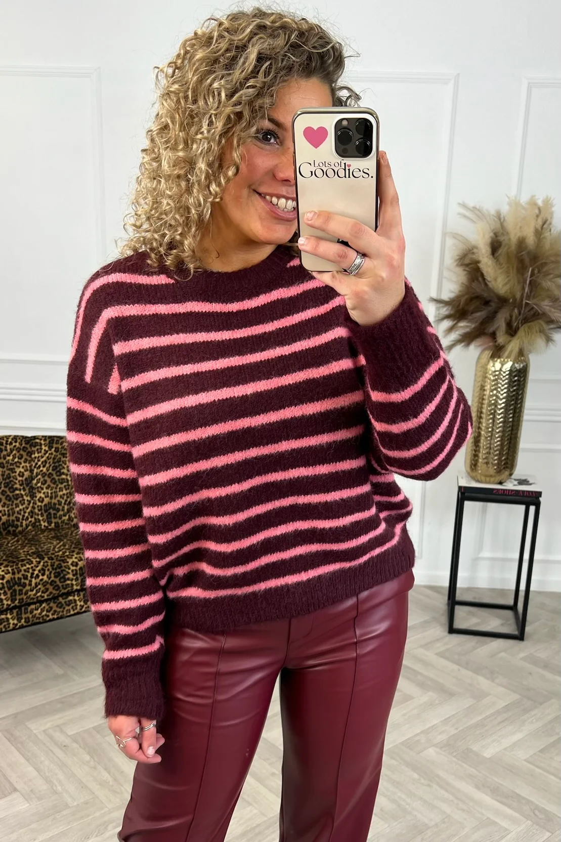 Violette Striped Sweater - Bordeaux/Pink - Image 7