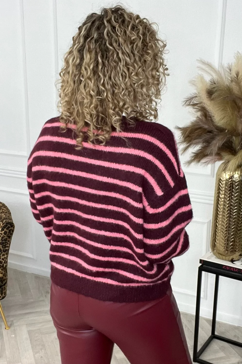 Violette Striped Sweater - Bordeaux/Pink - Image 8