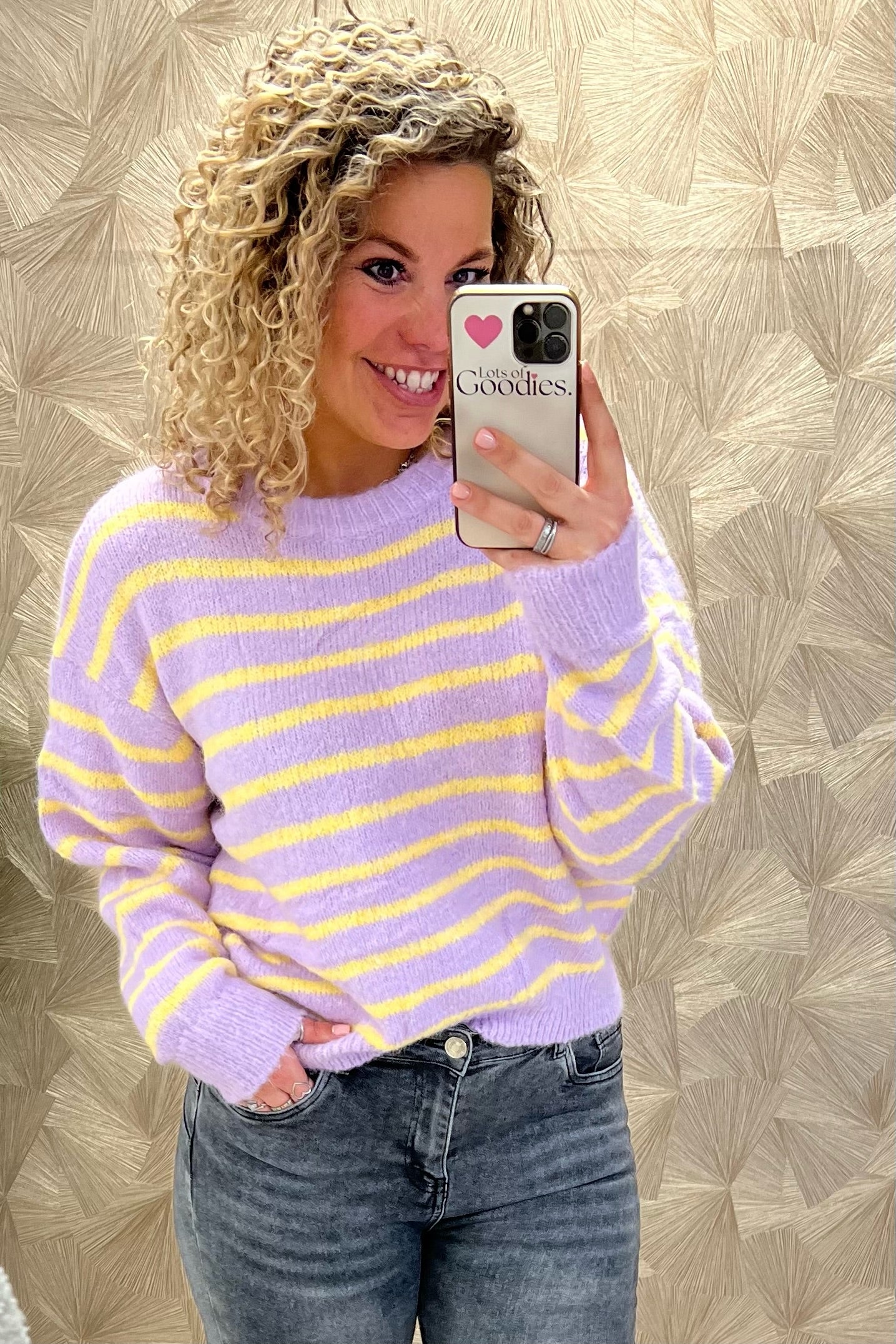 Violette Striped Sweater - Lila/Yellow