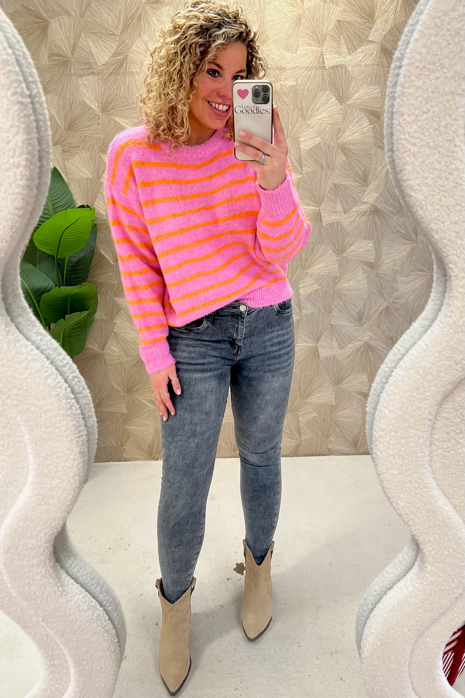 Violette Striped Sweater - Orange/Pink - Image 2