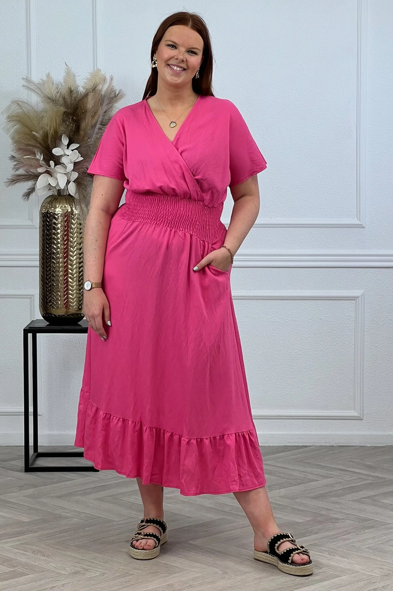Viscose Taille Dress - Fuchsia