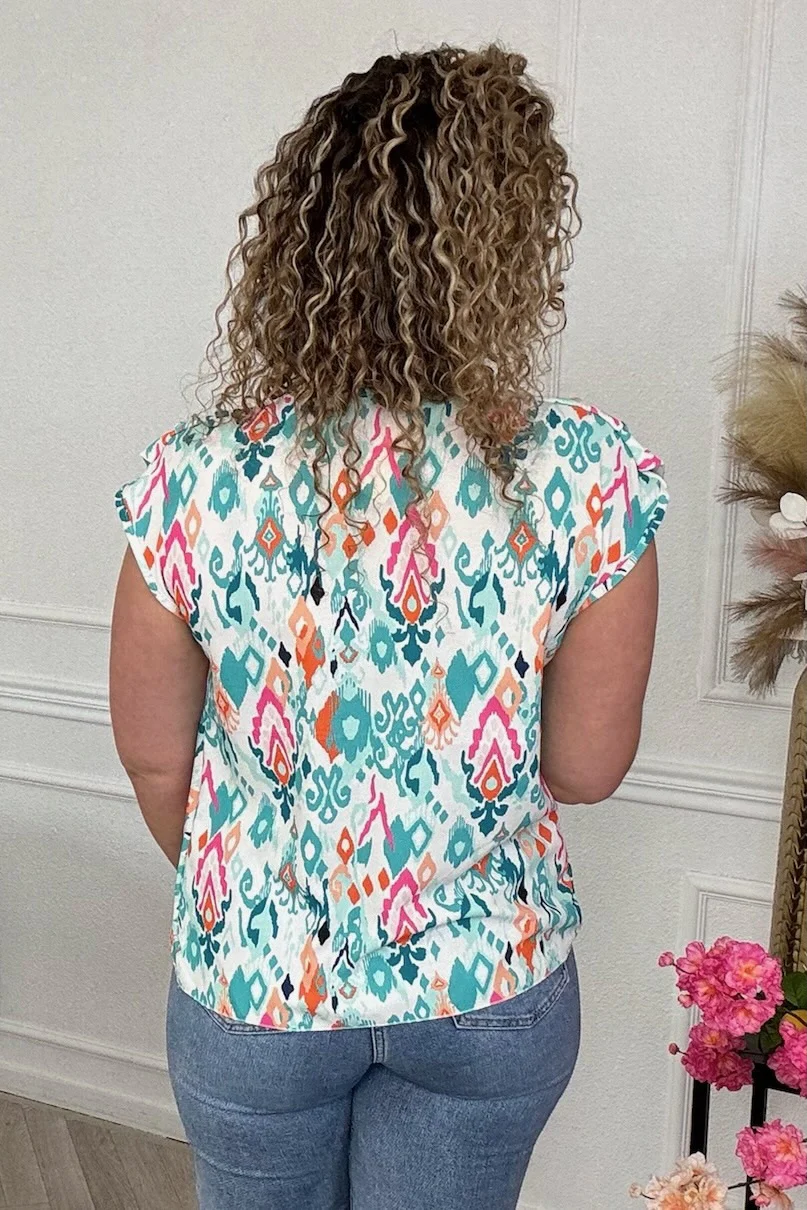 Waterfall Print Top - Mint - Image 2