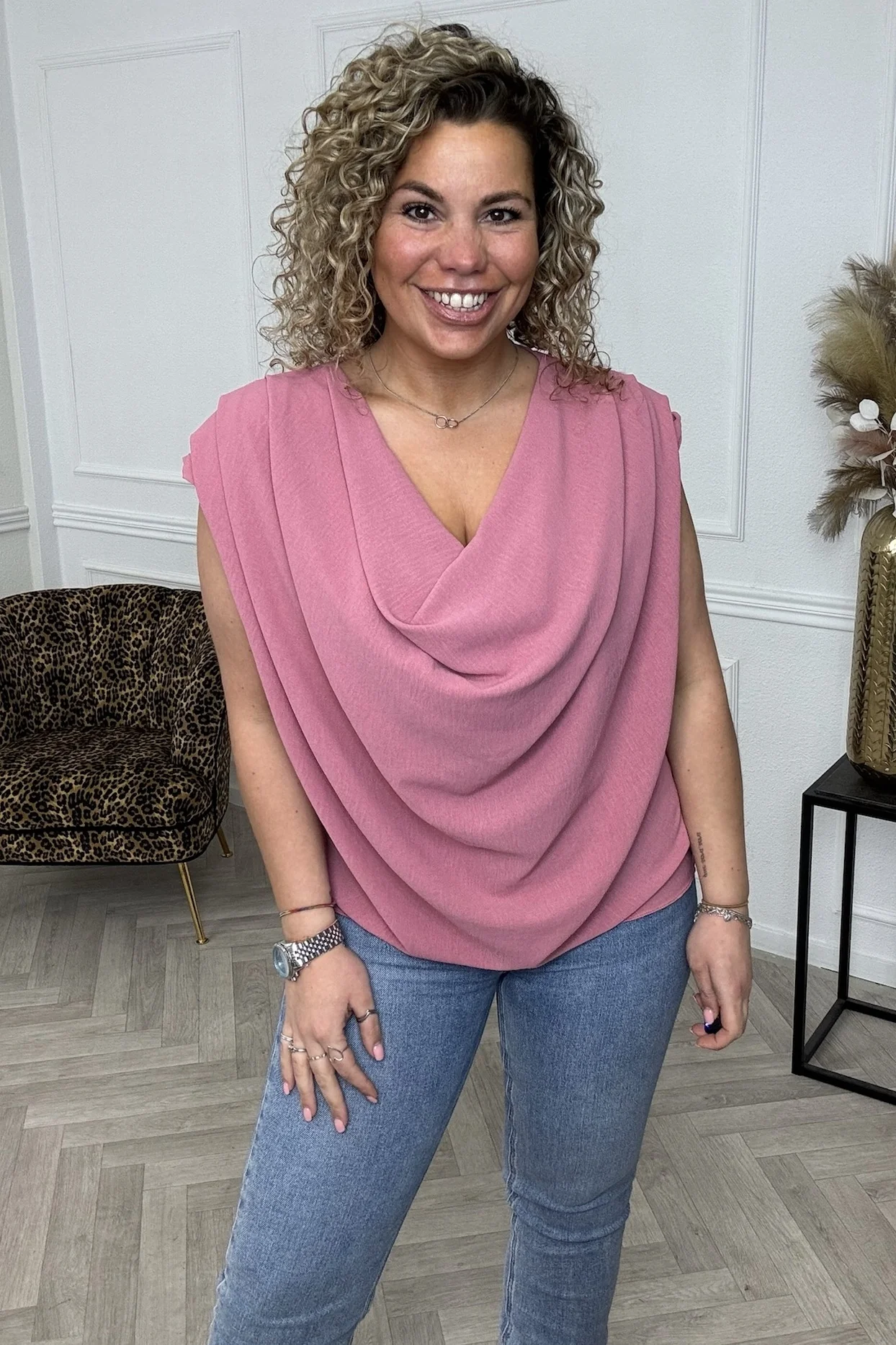 Waterfall Top - Dusty Pink