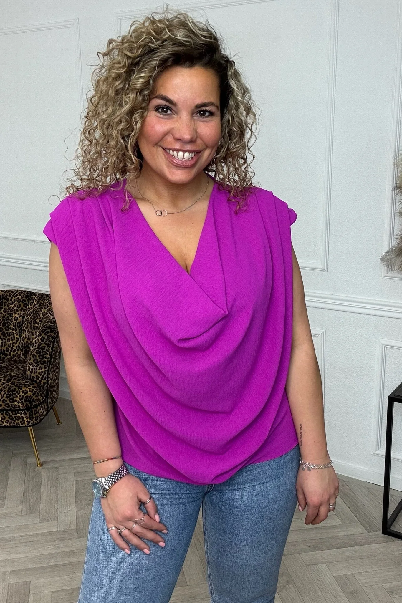 Waterfall Top - Magenta