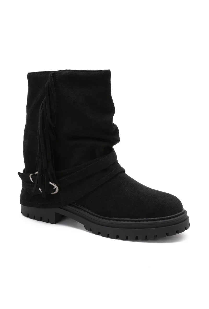 Winter Fringe Boots - Black