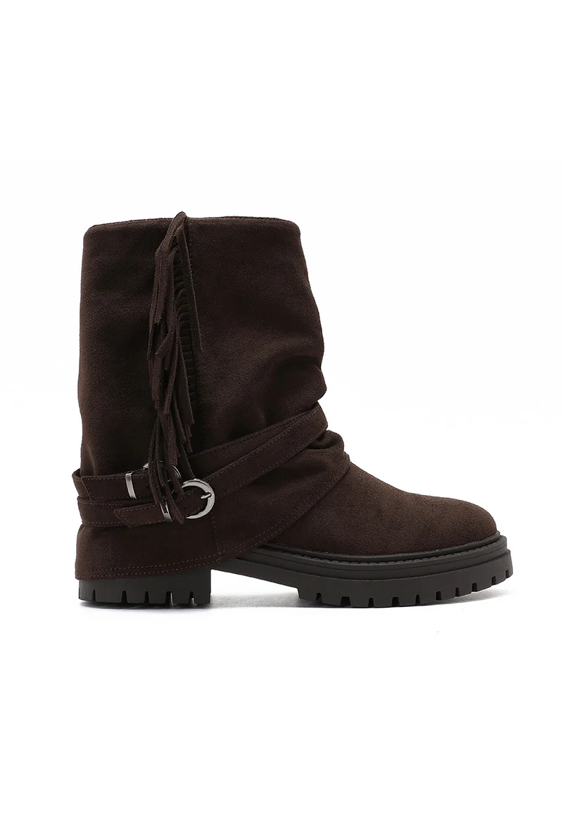 Winter Fringe Boots - Brown - Image 2