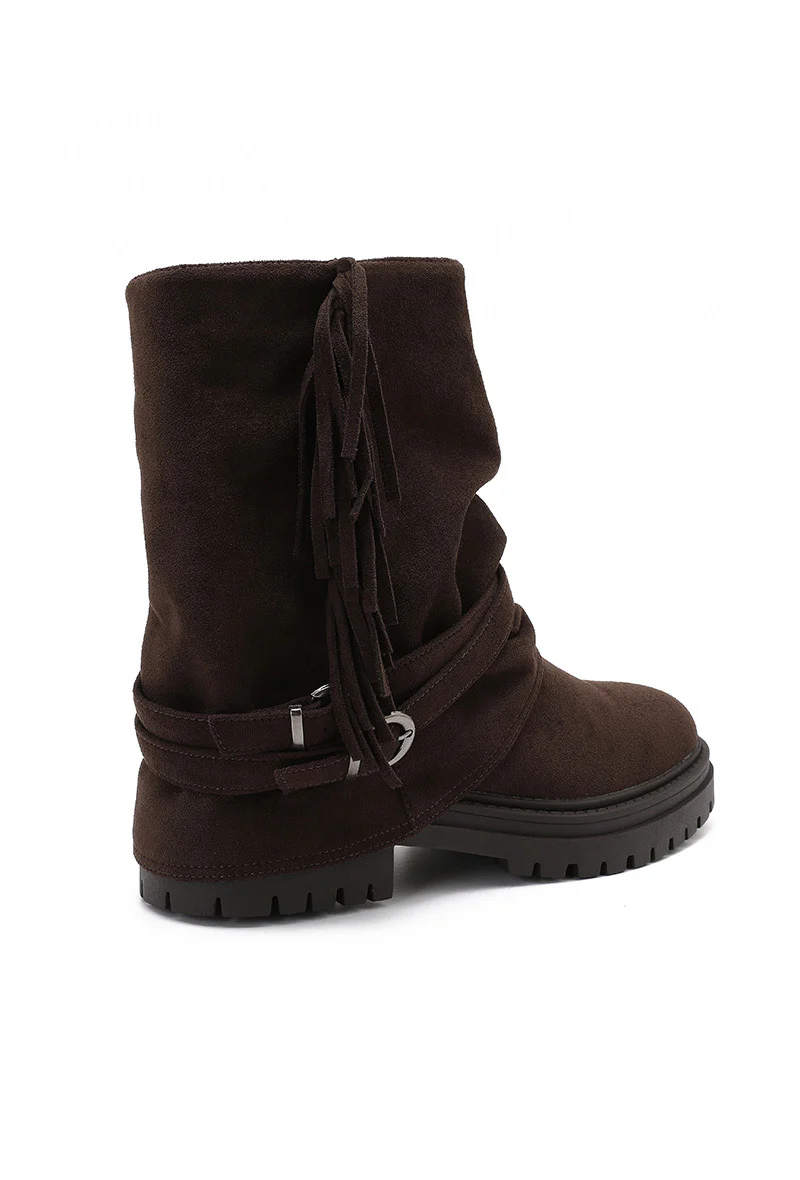 Winter Fringe Boots - Brown - Image 3
