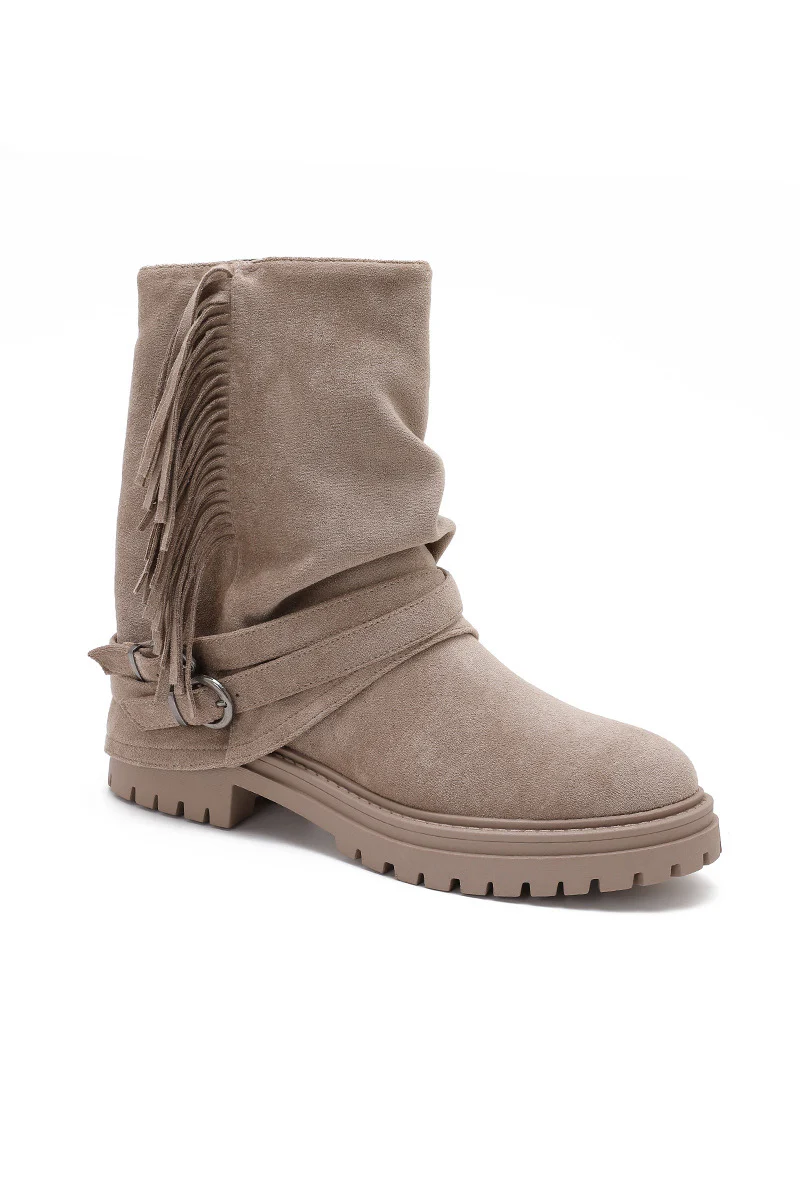 Winter Fringe Boots - Khaki - Image 2