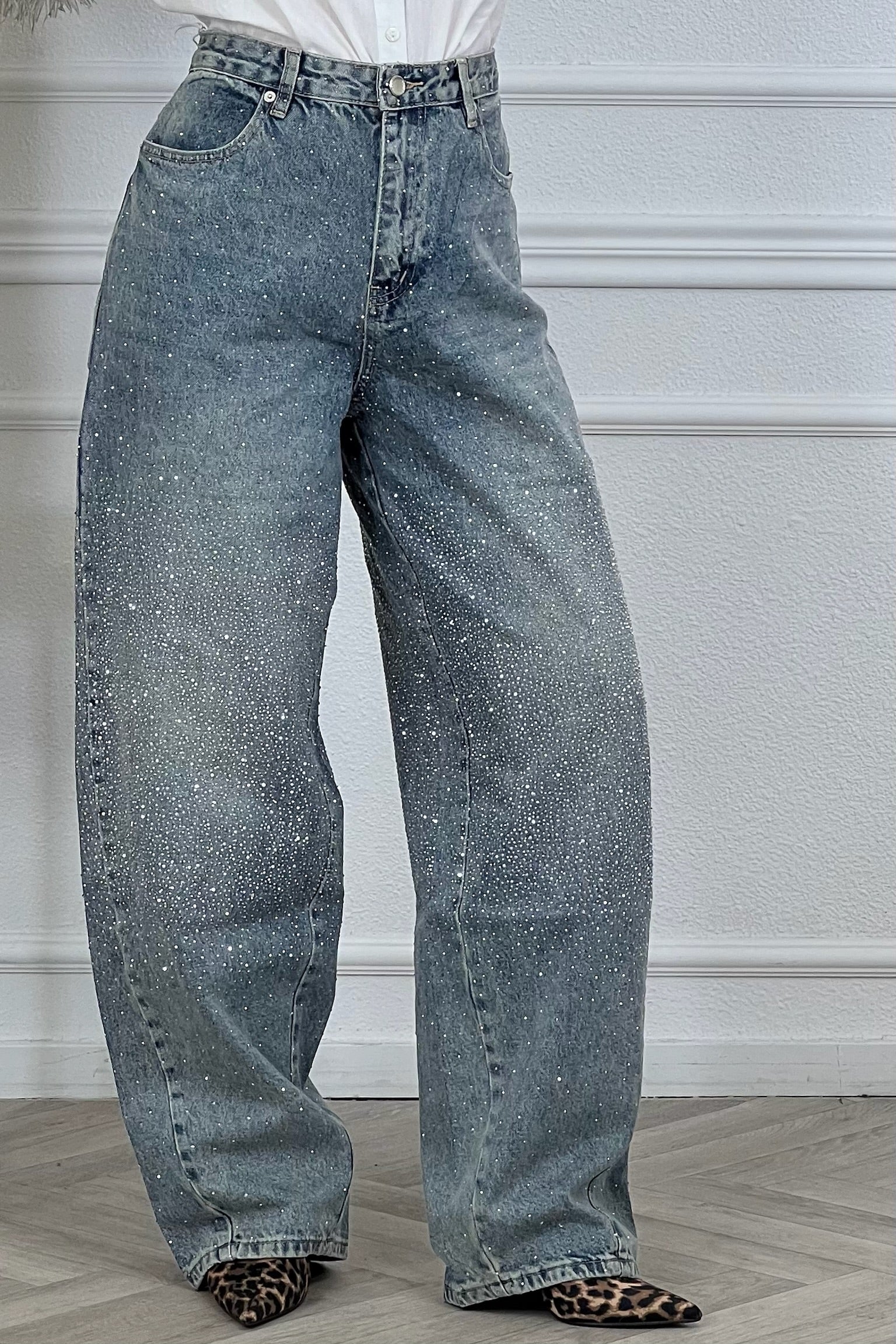 Wonderful Baggy Glitter Jeans - Blue - Image 3