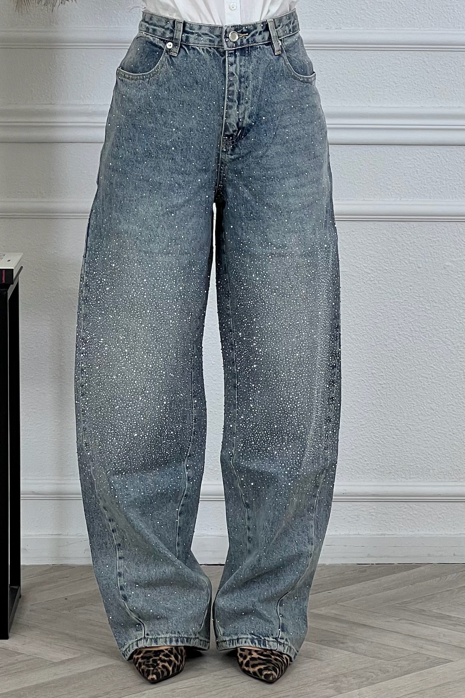 Wonderful Baggy Glitter Jeans - Blue - Image 4