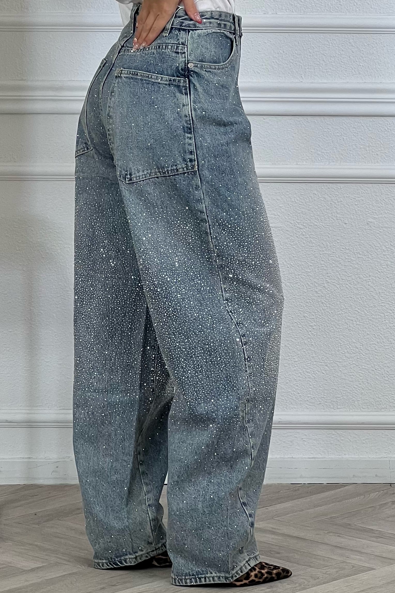 Wonderful Baggy Glitter Jeans - Blue - Image 5