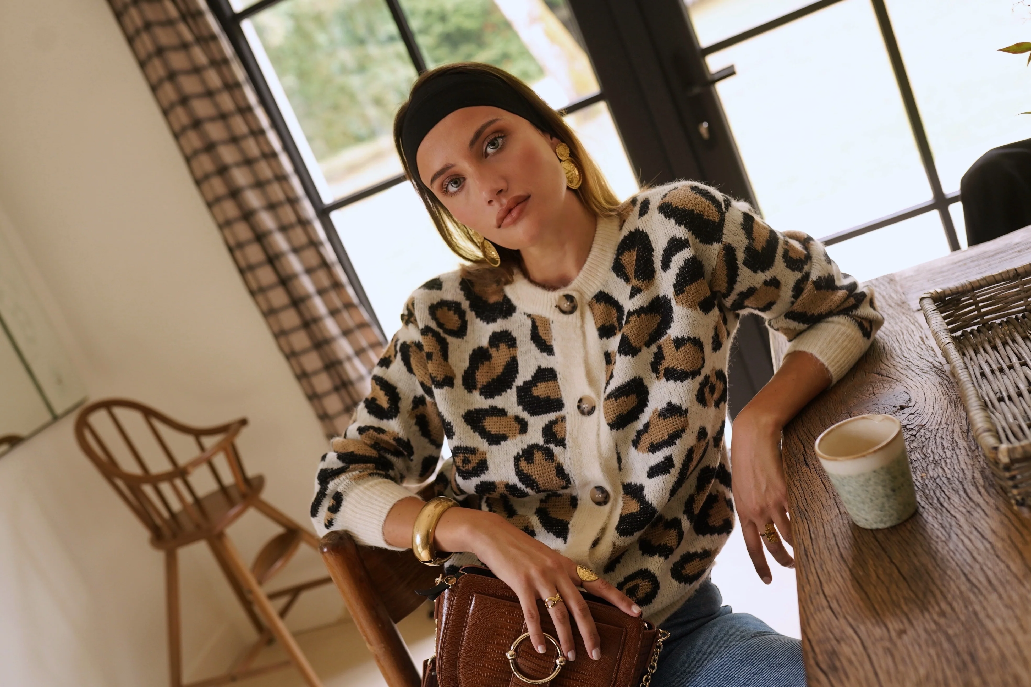 Wonderful Big Leopard Cardigan - Creme