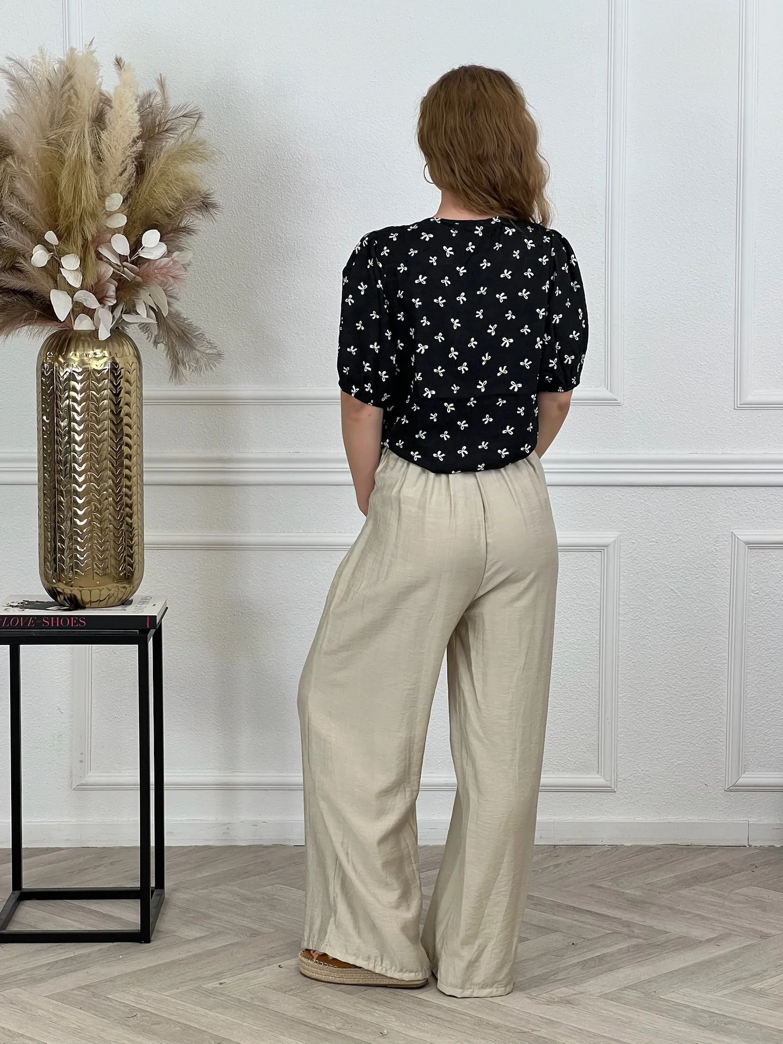 Wonderful Bow Print Blouse - Black - Image 4