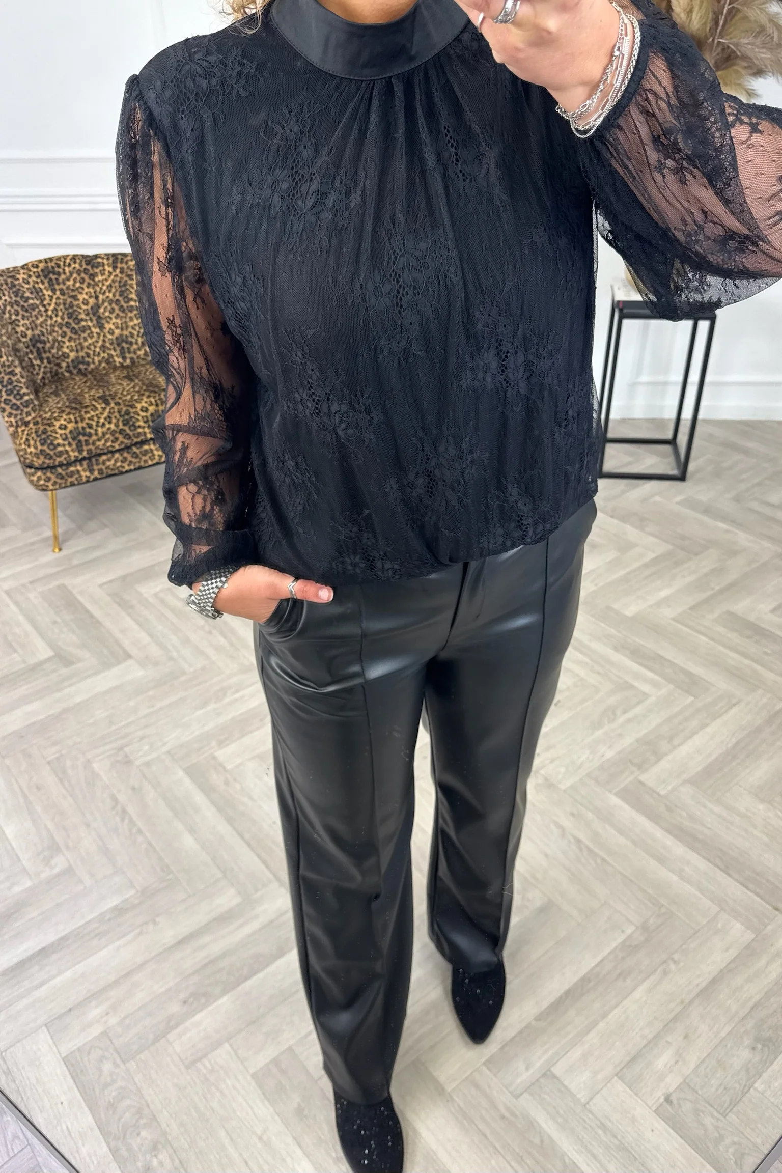 Wonderful Lace Top - Black - Image 3