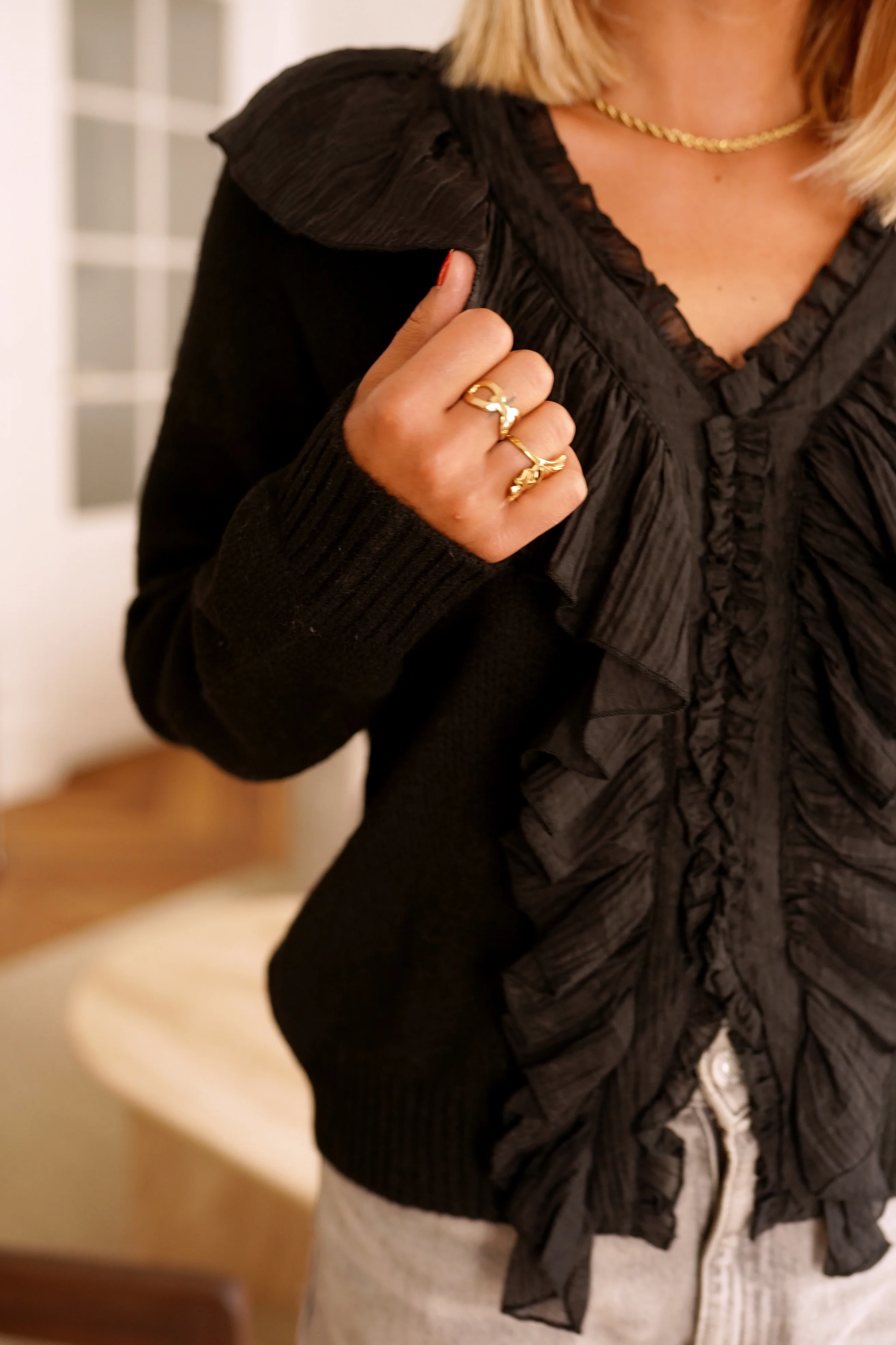 Wonderful Ruffle Sweater - Black - Image 9