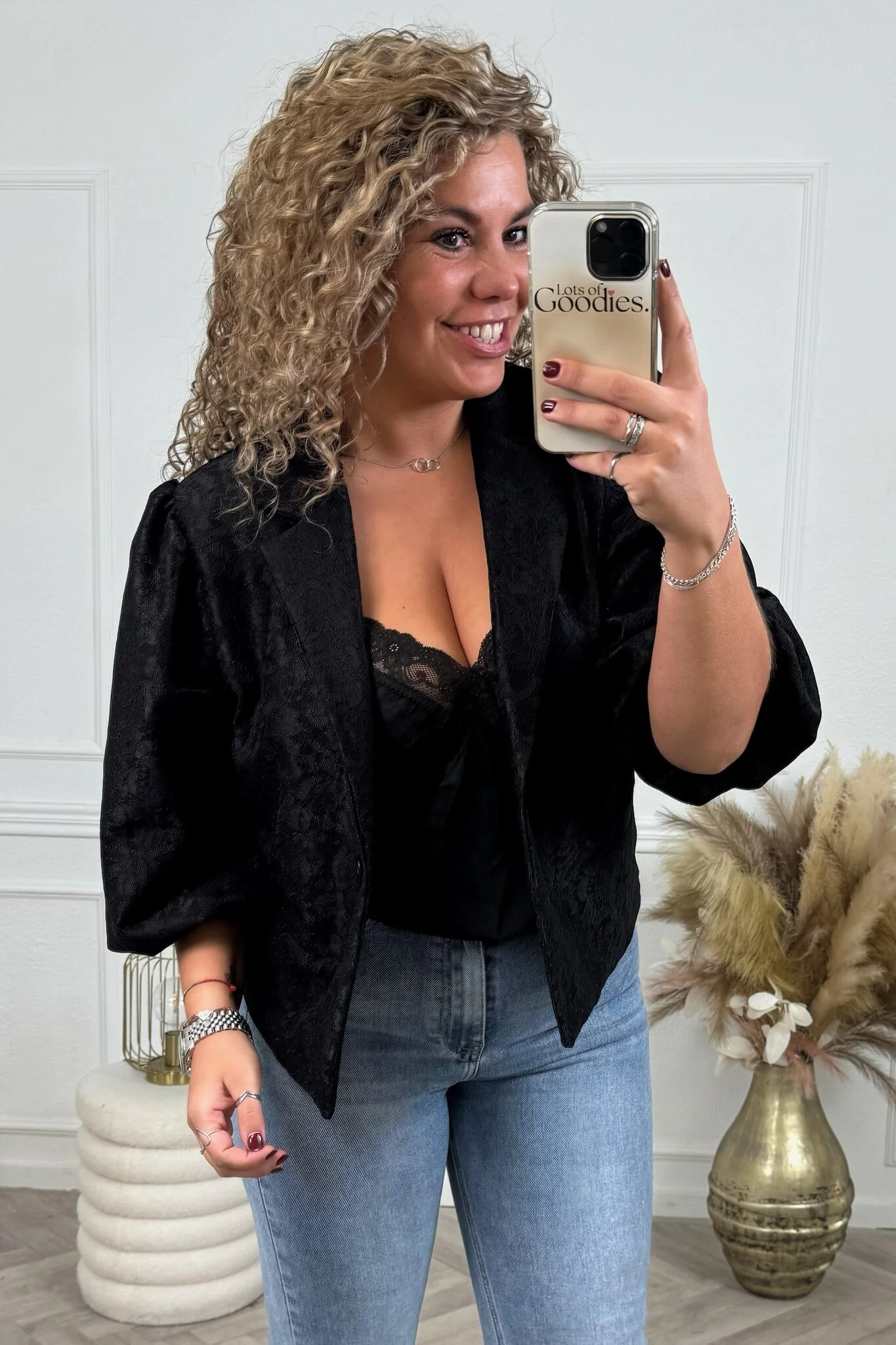 Yara Lace Blazer - Black - Image 2