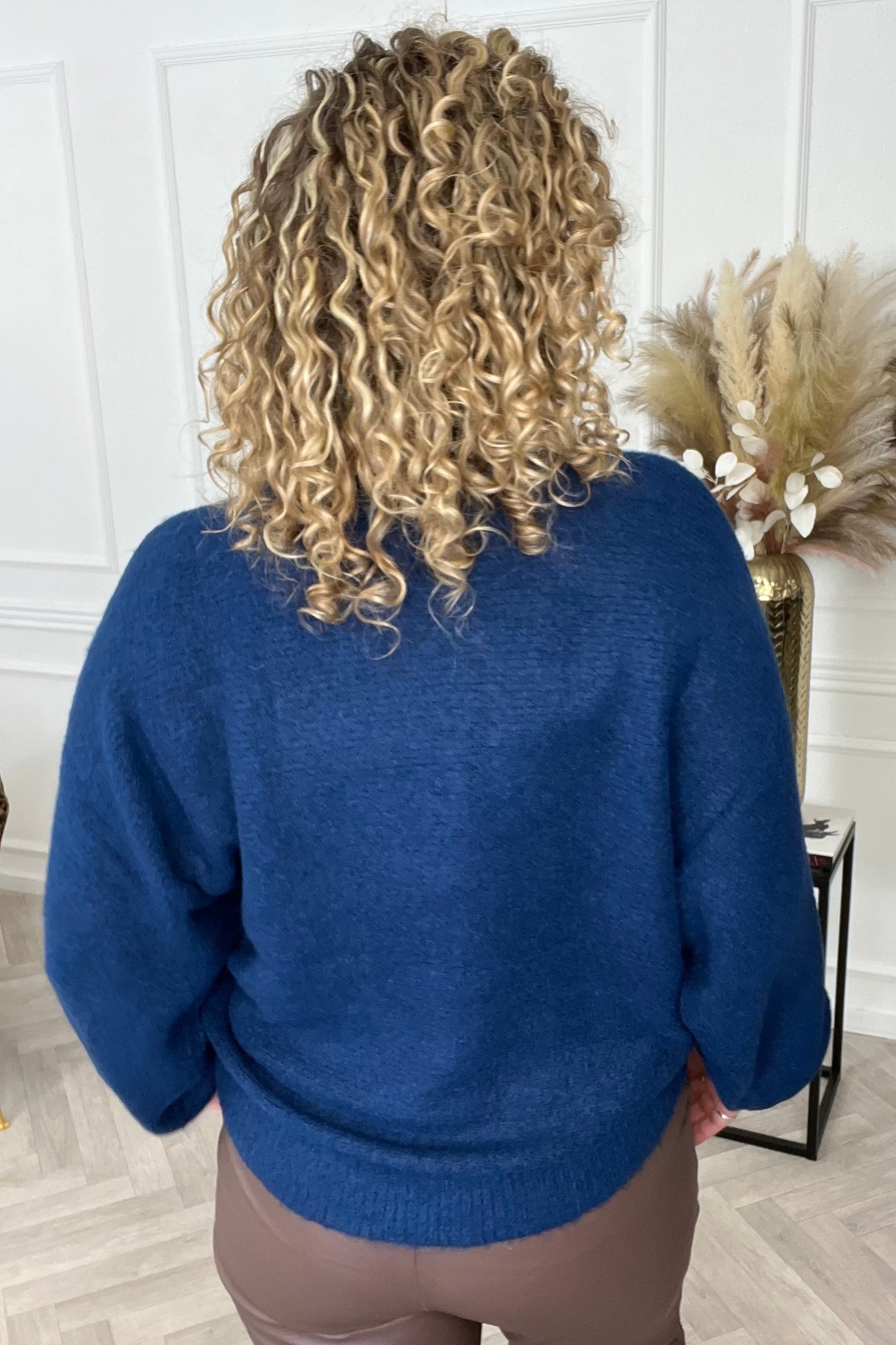Zeya Balloon Sleeve Sweater - Navy - Image 3